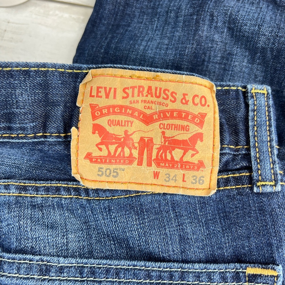 Levi Strauss & Co. 505 Regular Fit Jeans W34 L36 Blue Denim Men’s 100% Cotton - Picture 9 of 11